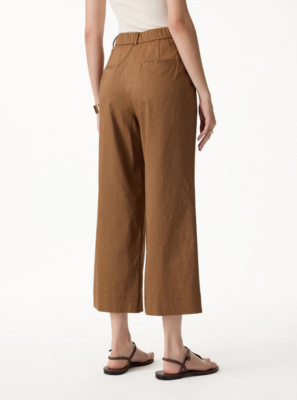 Linen Cropped Wide Leg Pants