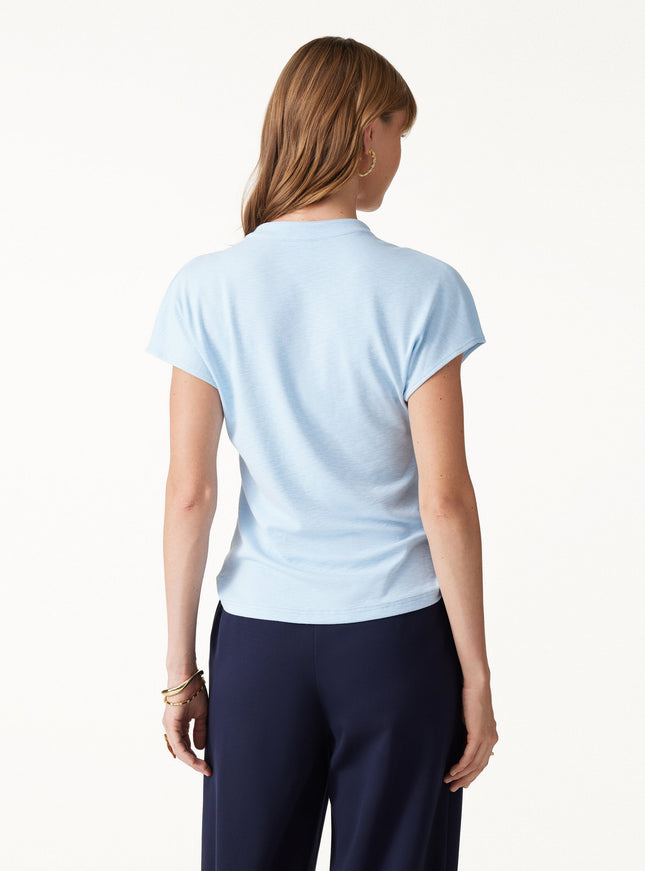 Collared V-Neck Short Sleeve Top