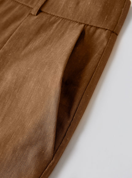 Linen Cropped Wide Leg Pants