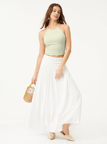 Tie Back Bandless Crop Built-In Bra Tank Top