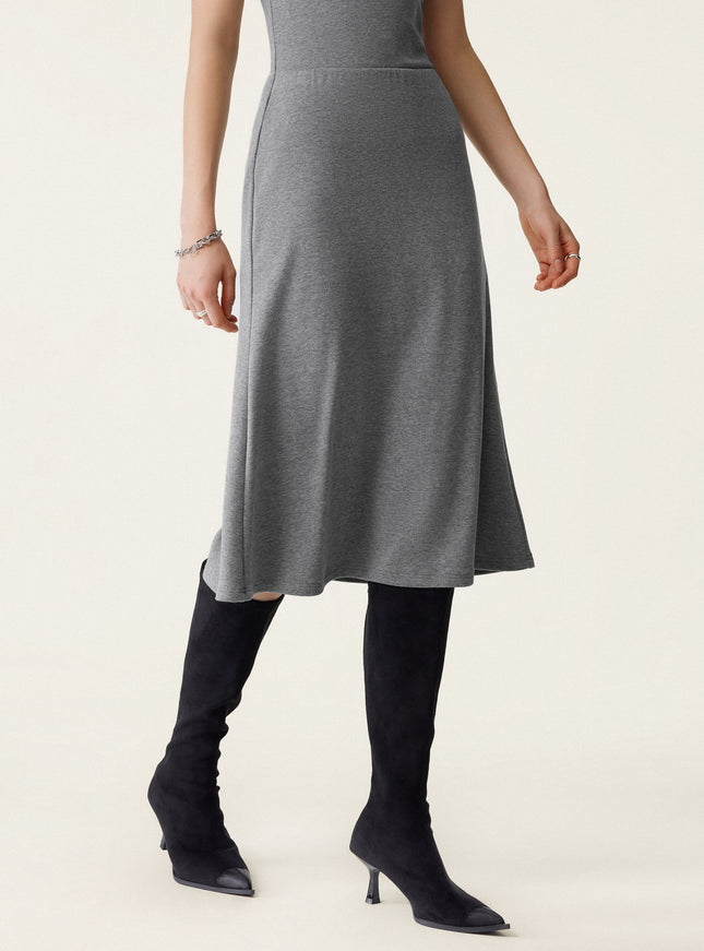 2Pcs Set Surplice Banded Hem Top & Soft Pull-On Midi Skirt