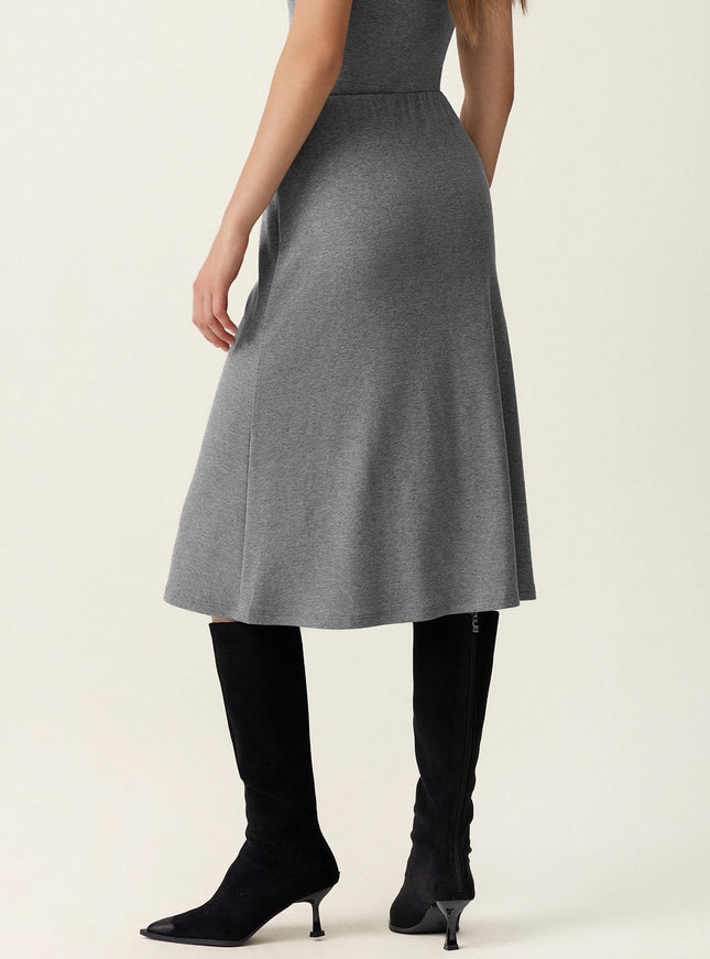 2Pcs Set Mockneck Built-In Bra Top & Pull-On Midi Skirt