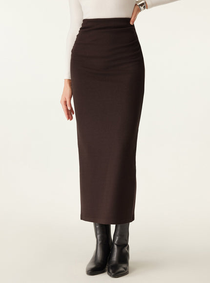 MaxWarm Ruched Side Pencil Maxi Skirt