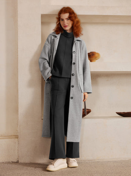 2Pcs Set Turtleneck Top & Regular High Waisted Straight Leg Pull On Pant