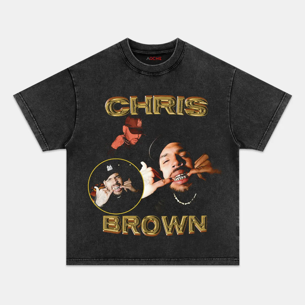 AQCHIC Chris Brown V8 Unisex Graphic Heavyweight Cotton Shirt