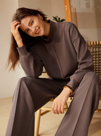 Modal Spacer Mockneck Long Sleeve Pullover Shirt