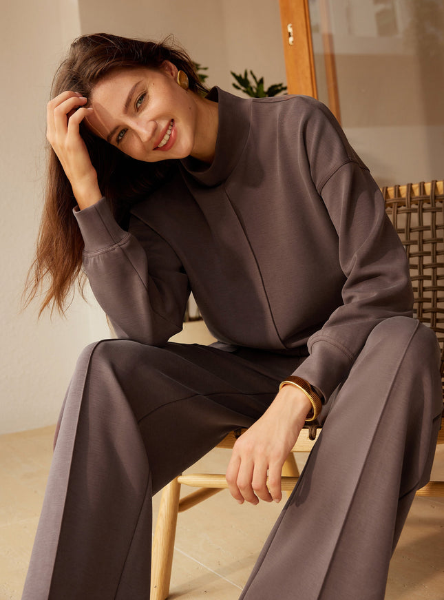Modal Spacer Mockneck Long Sleeve Pullover Shirt