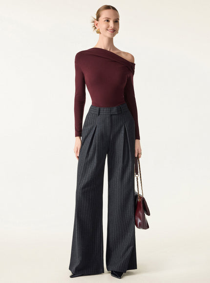 Convertible Neck Long Sleeve Built-In Bra Top