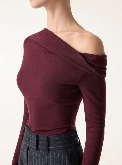 Convertible Neck Long Sleeve Built-In Bra Top