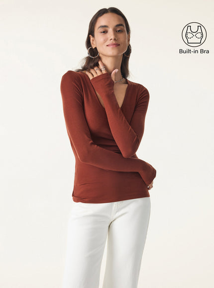 Lyocell Cashmere Scoop Neck Thumbhole Bra Top