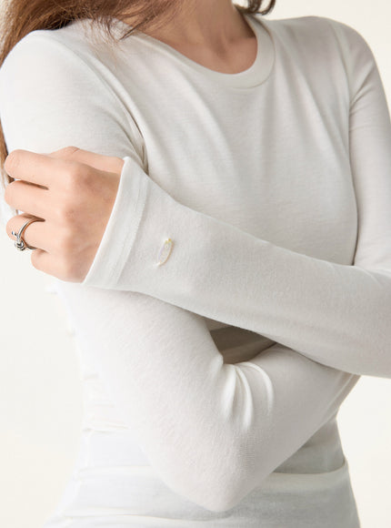 Crewneck Long Sleeve Built-In Bra Top