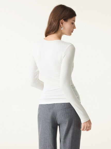 Crewneck Long Sleeve Built-In Bra Top
