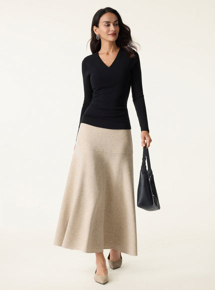 V-Neck Long Sleeve Side-Tuck Built-In Bra Top