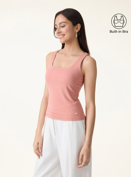 Back Smoothing Cooling Essential Summer Bandless Built-In Bra Tank