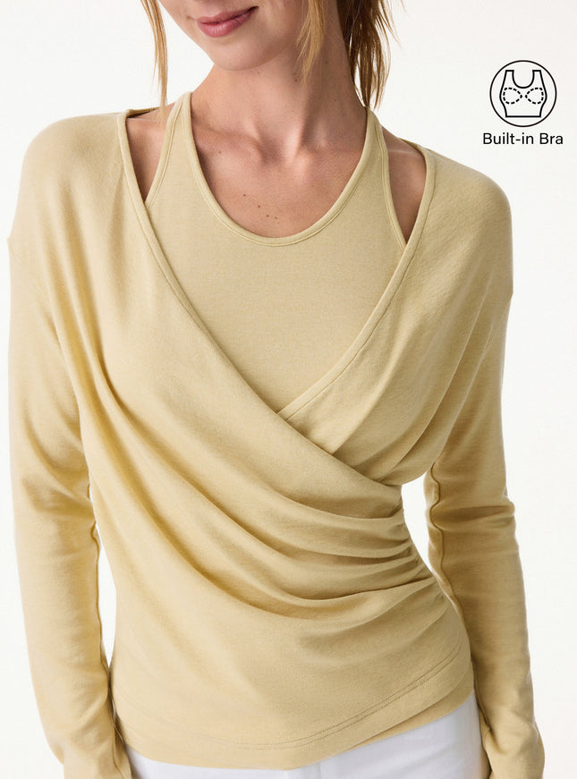 Two-Piece Set Cami with Surplice Built-In Bra Top