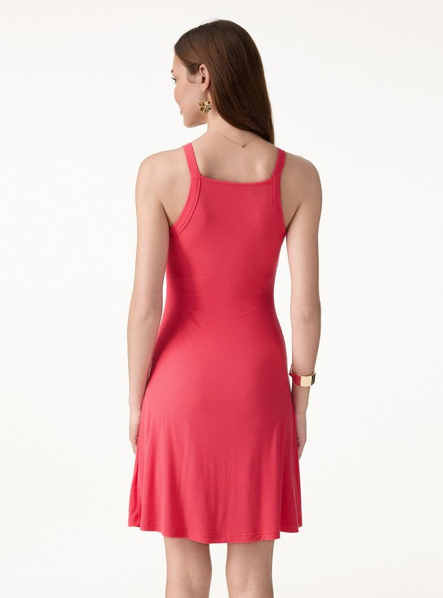 CoolTouch Square Neck Ruched Mini Built-In Bra Dress