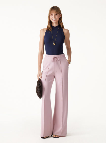 Lyocell Spacer Knit High-Rise Flare Pants with Pockets