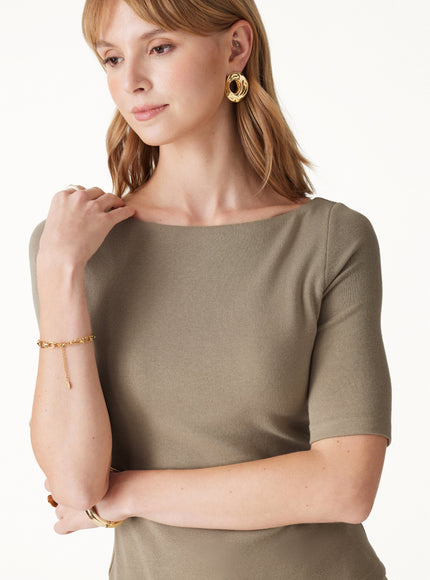 Elbow Sleeve Built-In Bra Top