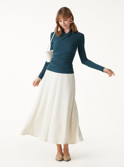 Surplice Long Sleeve Ruched Top