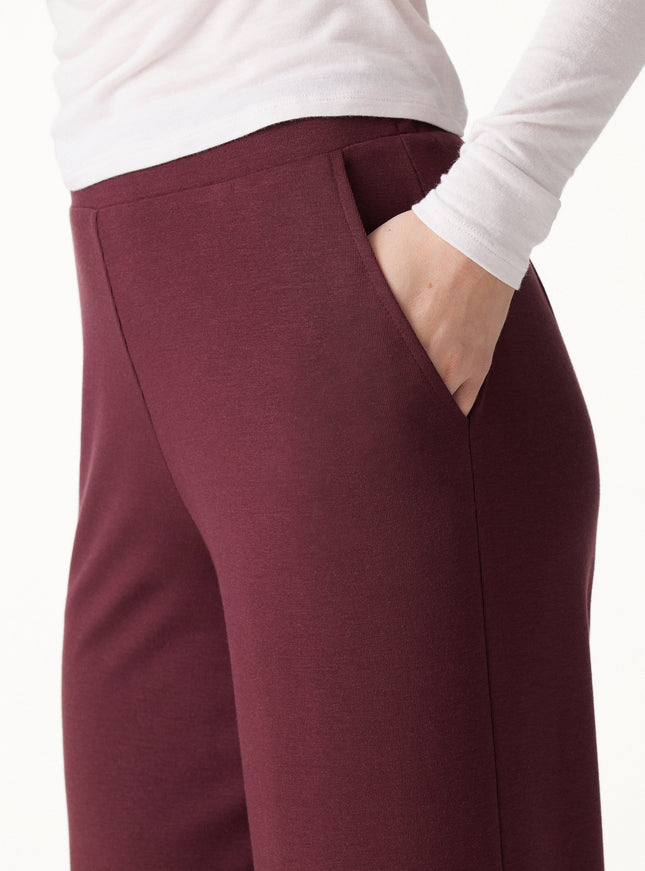 Lyocell Wool Mid Rise Wide Leg Pull-on Pant with Pockets