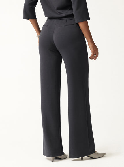 2Pcs Set V-Neck Elbow Sleeve Top & High-Rise Wide Leg Pants with Pockets