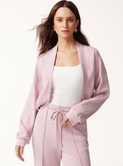 Lyocell Spacer Knit Long Sleeve Drop-Shoulder Shrug Cardigan