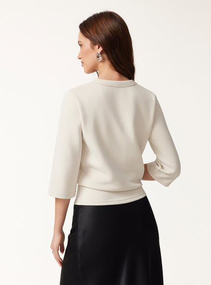 Sandwashed Spacer Crewneck 3/4 Sleeve Top