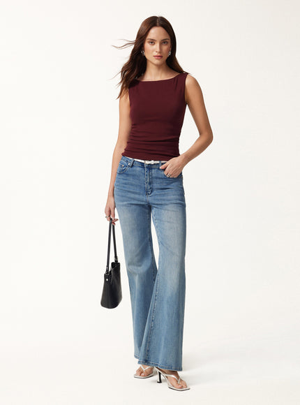 Boat Neck Built-In Bra Tank Top