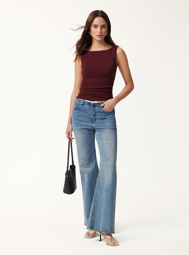 Boat Neck Built-In Bra Tank Top