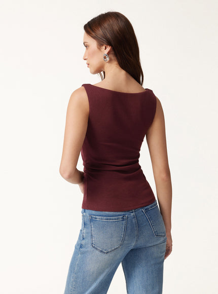 Boat Neck Built-In Bra Tank Top