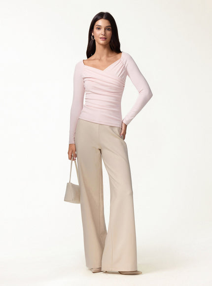 Surplice Ruched Long Sleeve Top