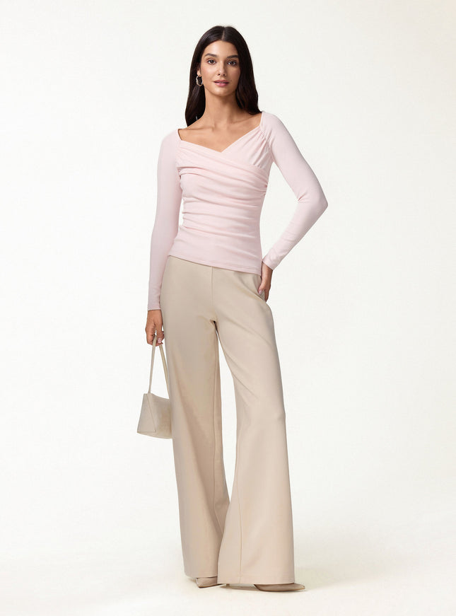 Surplice Ruched Long Sleeve Top