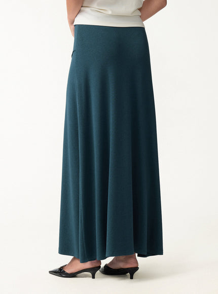2Pcs Set Boatneck Built-In Bra Top & Drapey A-Line Maxi Skirt