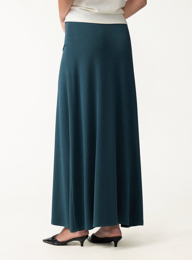 2Pcs Set V-neck Wide Binding Built-In Bra Top & Drapey A-Line Maxi Skirt