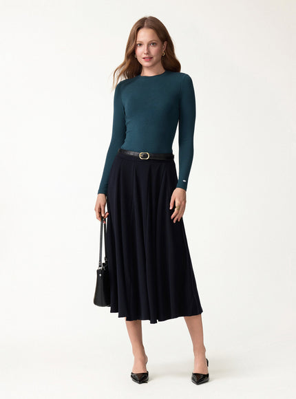 Crewneck Long Sleeve Built-In Bra Top