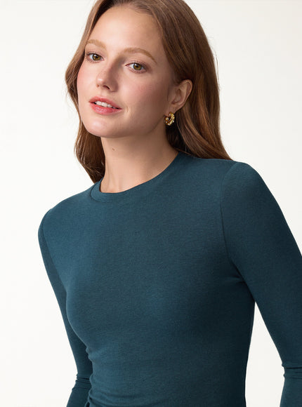 Crewneck Long Sleeve Built-In Bra Top