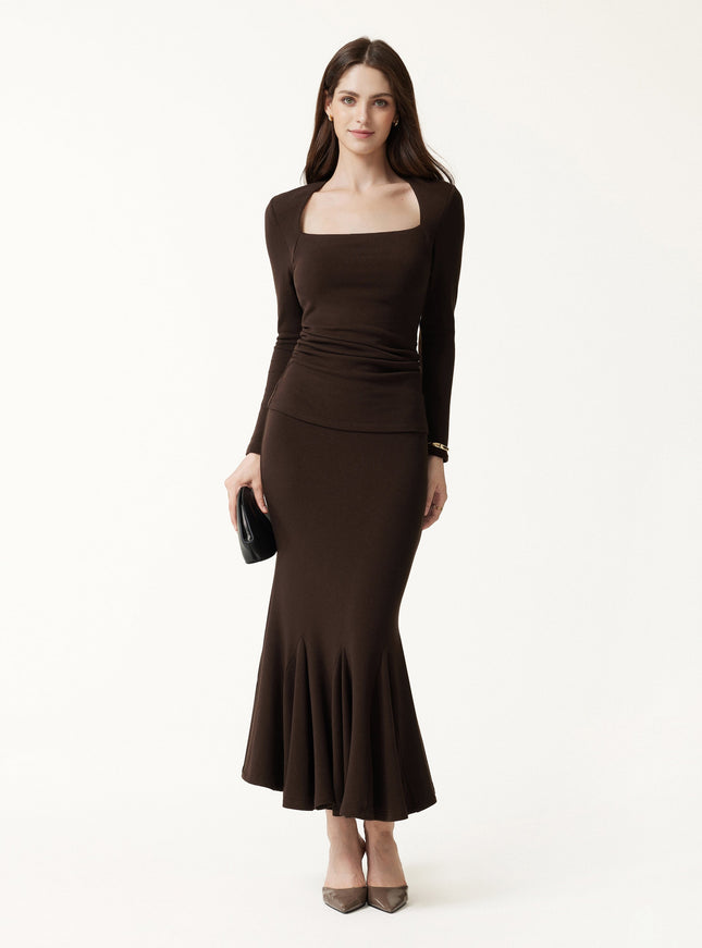 High-Rise Mermaid Midi Skirt