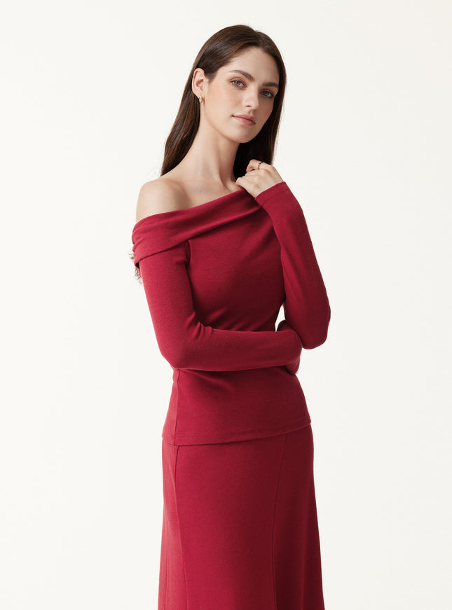 2Pcs Set Asymmetrical Built-In Bra Top & High-Rise A-Line Midi Skirt