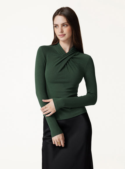 Twisted Mockneck Long Sleeve Top