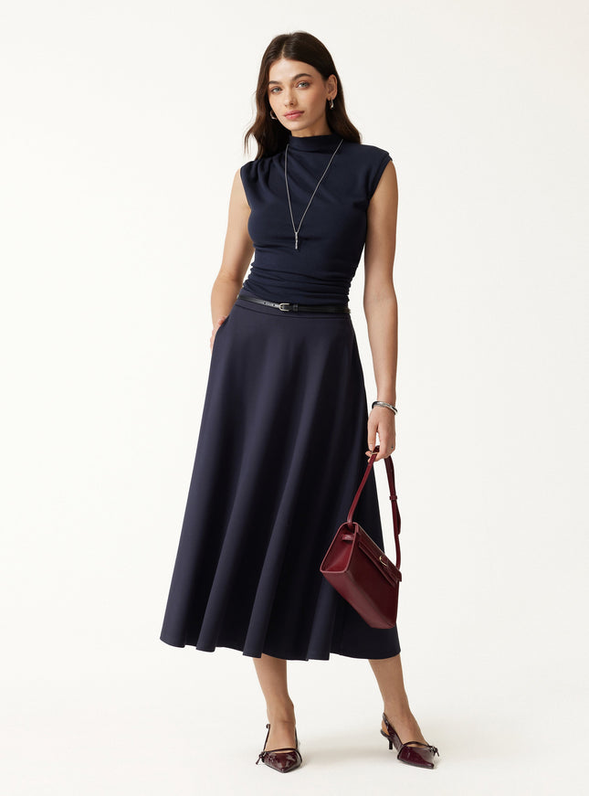 Mock Neck Sleeveless Ruched Top