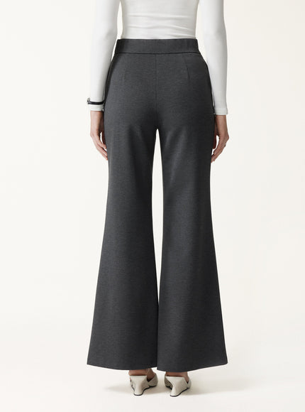 Ponte High-Rise Wide-Leg Pants with Pockets - Pure Black