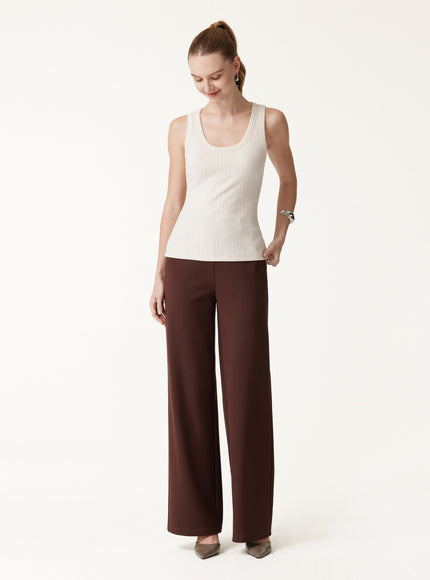 MaxWarm Wide Ribbed U-Neck Sleeveless Built-In Bra Top