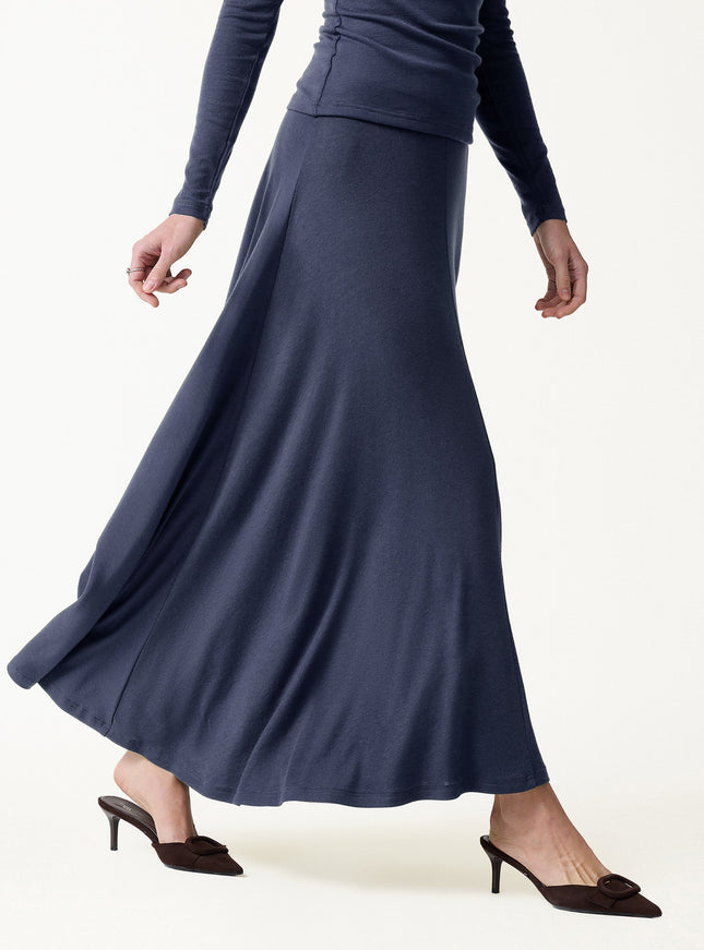 Lyocell-Cashmere Blend Mid-Rise Umbrella Maxi Skirt
