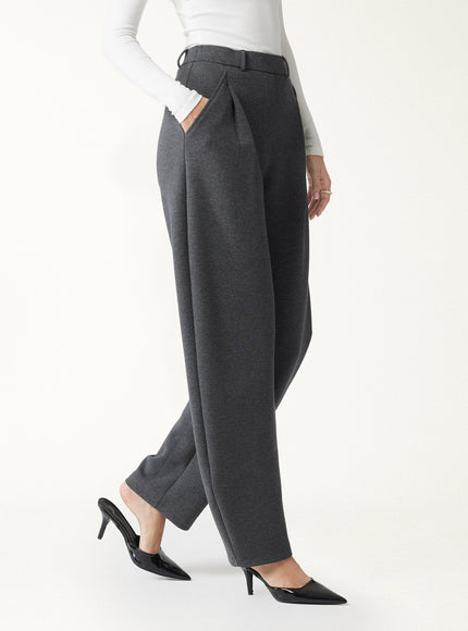 Cozy Knit Mid Rise Barrel Leg Pull-on Pants