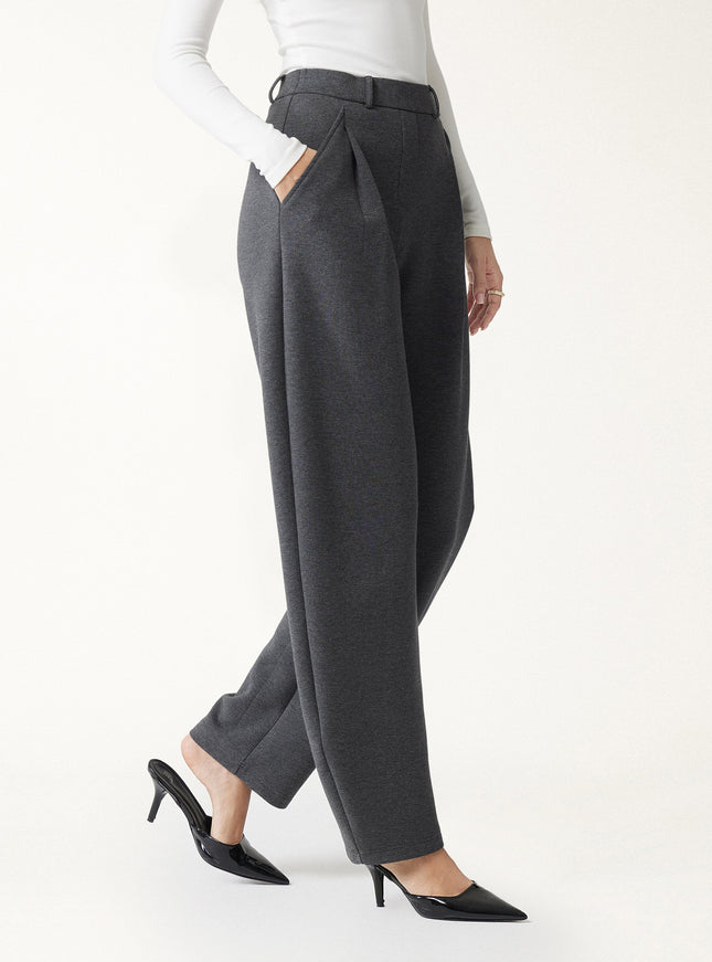 Cozy Knit Mid Rise Barrel Leg Pull-on Pants
