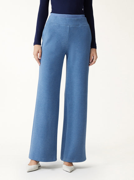 Double Waistband Straight Leg Pants with Pockets