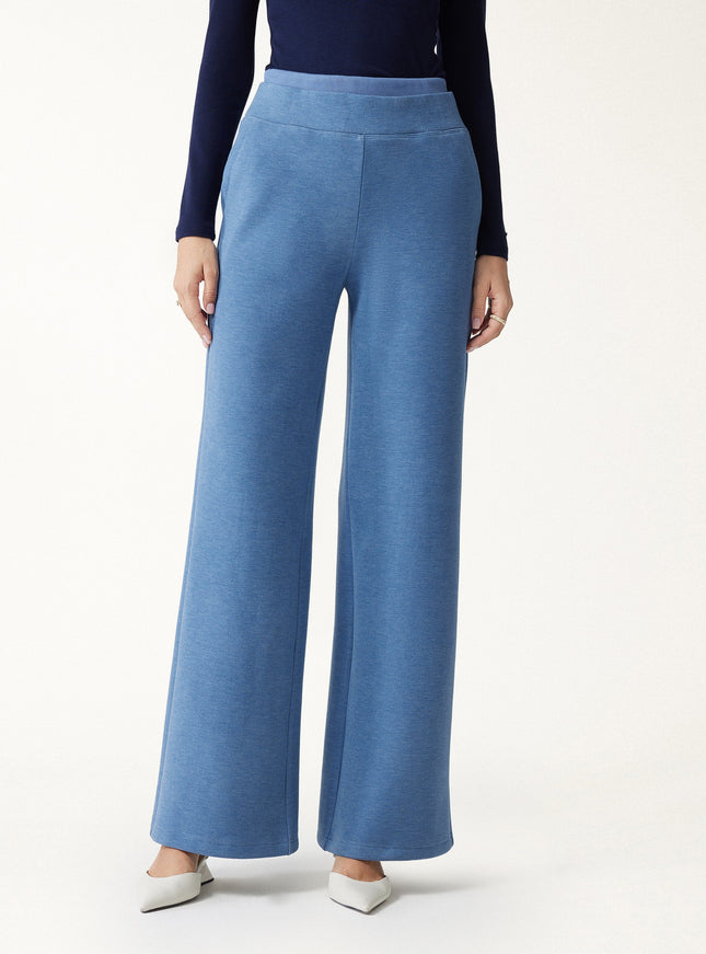 Double Waistband Straight Leg Pants with Pockets
