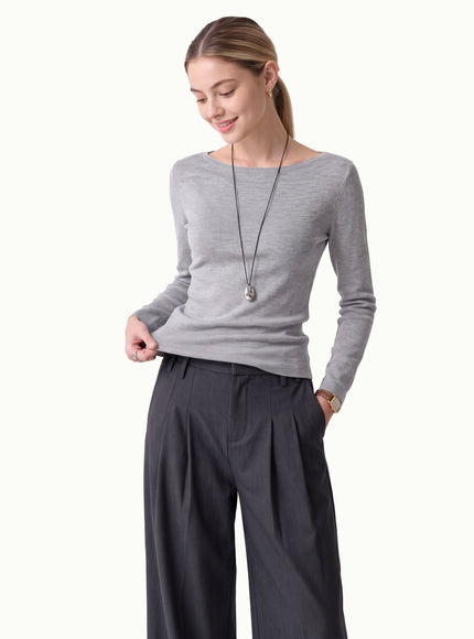 100% Merino Wool Boat Neck Sweater