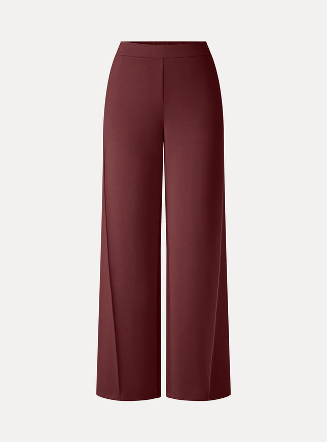Modal Spacer Knit High-Rise Wide-Leg Pants with Pockets
