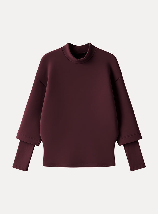 Mockneck Sleeve-Warmer Top